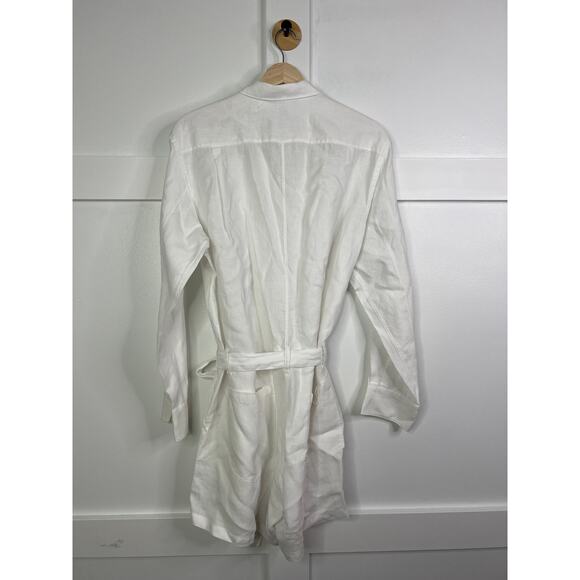 NEW Marissa Webb Rowan Linen Button Down Long Sleeve White Romper Size: 6 - Picture 6 of 7